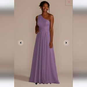 Mesh One Shoulder Bridesmaid Dress with Full Skirt